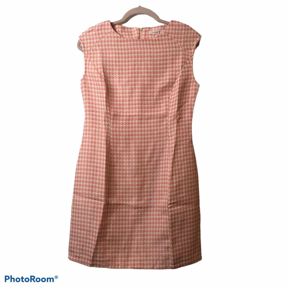 Lucy Paris Pink and White Houndstooth Sheath Dress